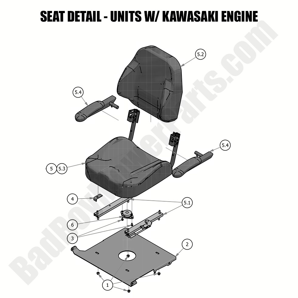 1920 - Bad Boy Mower Parts Lookup > 2019 > MZ & MZ Magnum > Seat Detail for Kawasaki Units